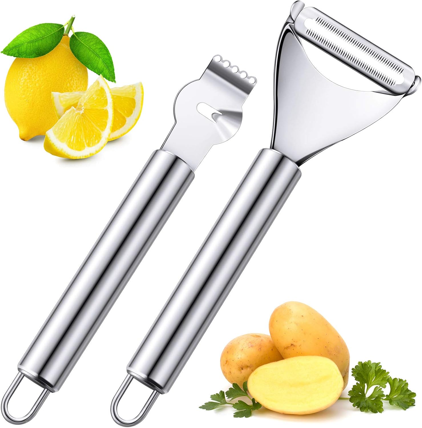 Peeler Channel Knife - قطعتان من مقشرة الليمون والحمضيات المصنوعة