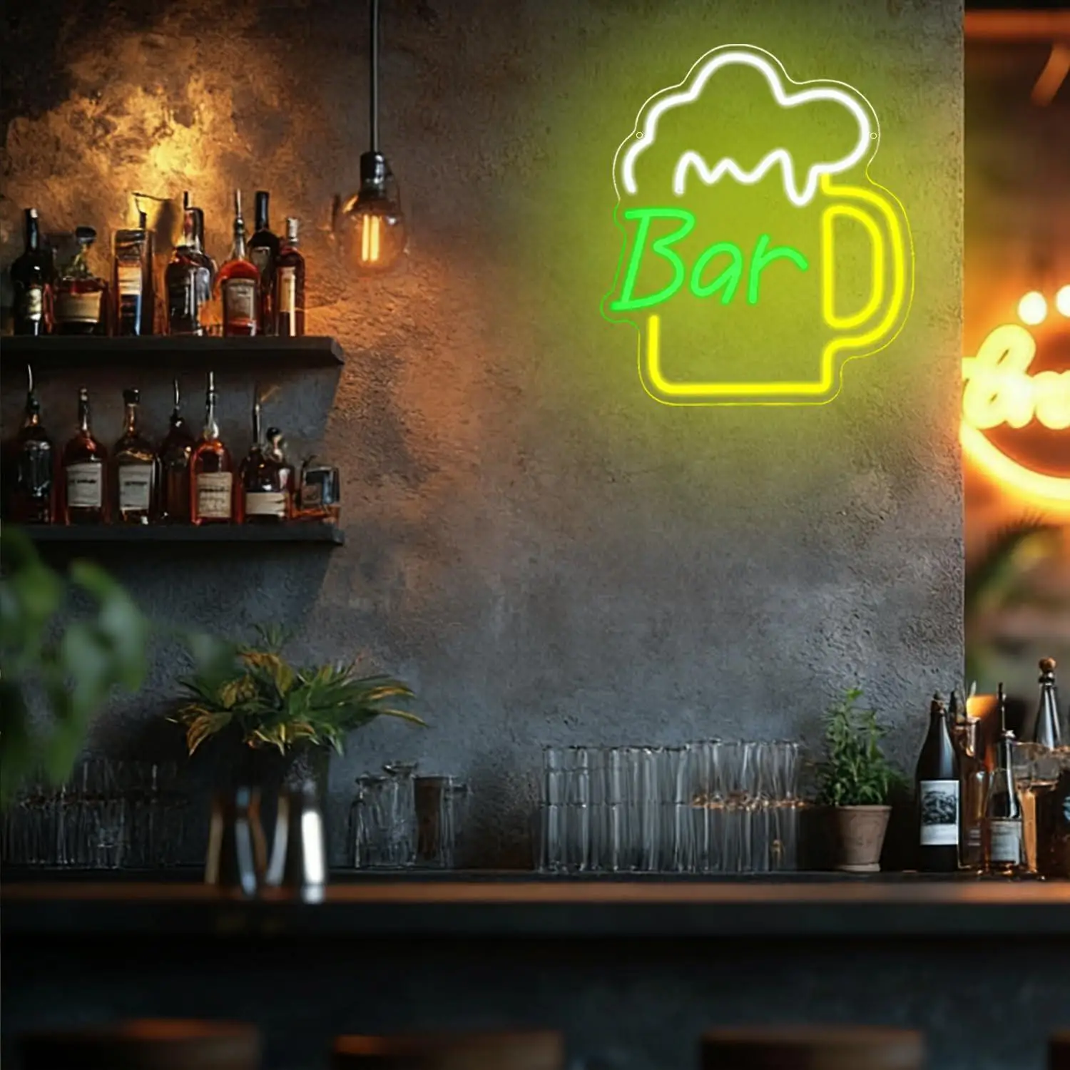 لافتة نيون على شكل بار بيرة مع - مراجعة Home Bar And Kitchen وسعره