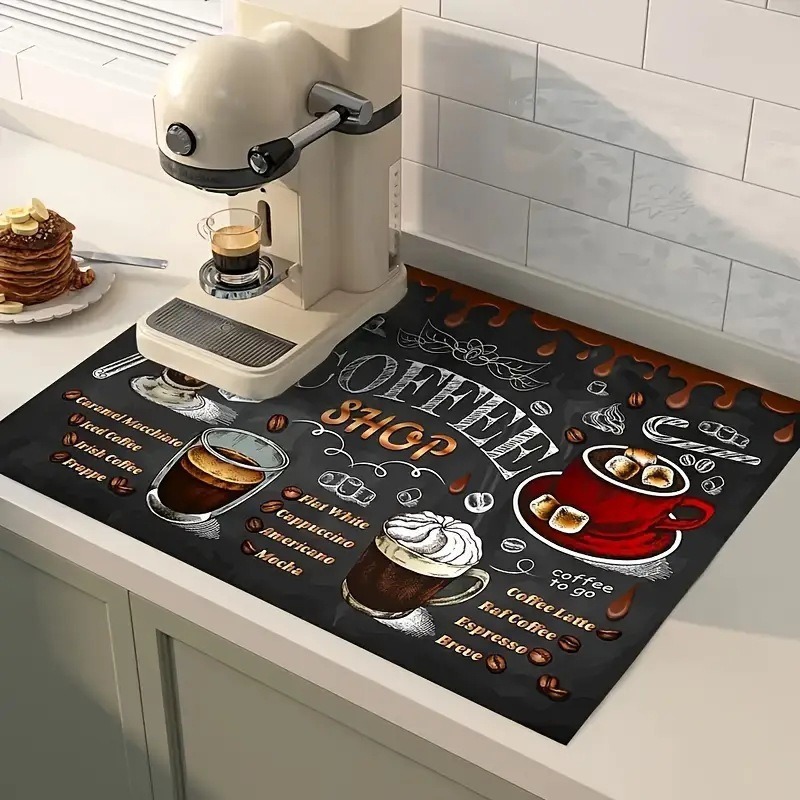 سجادة مطبخ ماصة بتصميم القهوة، - مراجعة Bar Mat Rubber وسعره